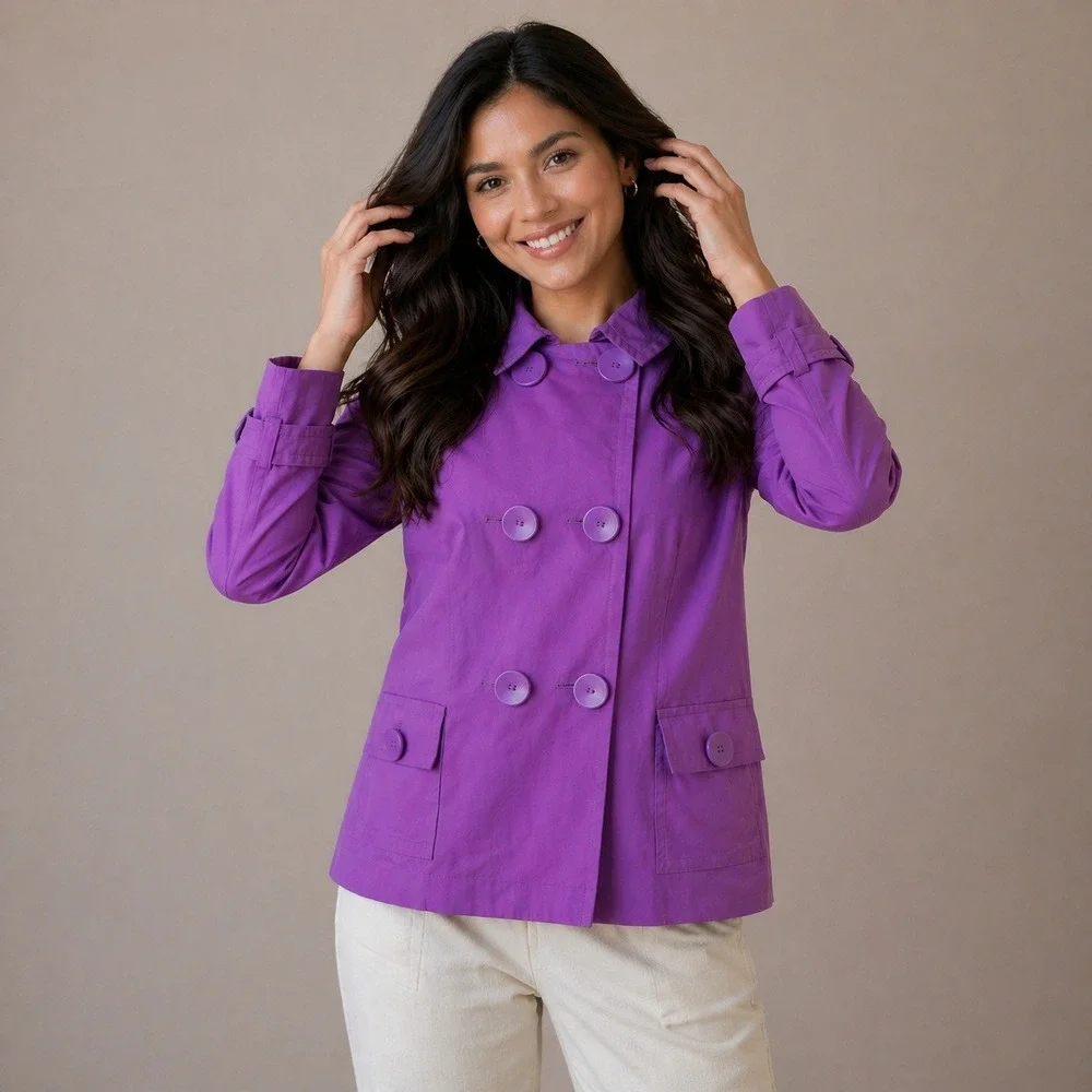 Halogen-Purple Trench Coat with Classic‎ Collar Size L